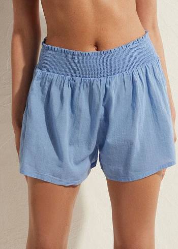 Cover Ups Damskie Calzedonia Bawełniane Shorts Niebieskie | PL2118GL