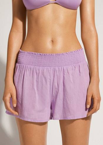 Cover Ups Damskie Calzedonia Bawełniane Shorts Fioletowe | PL2120JJ