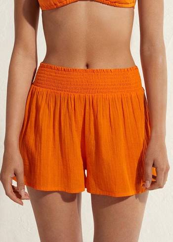 Cover Ups Damskie Calzedonia Bawełniane Shorts Pomarańczowe | PL2121KI