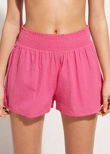 Cover Ups Damskie Calzedonia Bawełniane Shorts Różowe | PL2123ZG