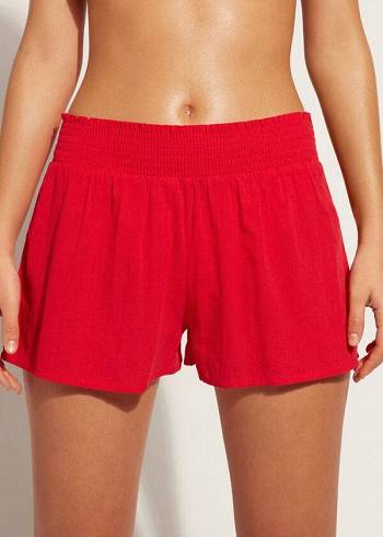 Cover Ups Damskie Calzedonia Bawełniane Shorts Sexy Czerwone | PL2128NB