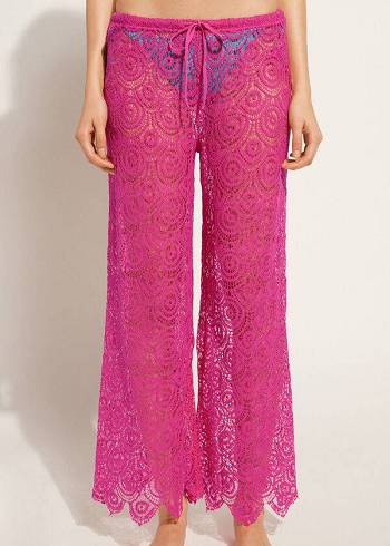 Cover Ups Damskie Calzedonia Long Crochet Pants Różowe | PL2134TV