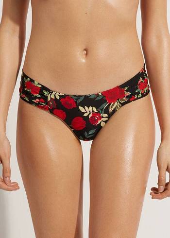 Dół Bikini Damskie Calzedonia Brazilian Reversible Ruched Nizza Różowe Czerwone | PL1319CE