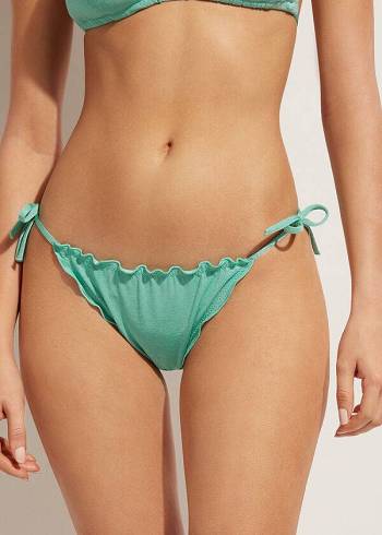 Dół Bikini Damskie Calzedonia Brazilian String Formentera Zielone | PL1333PQ