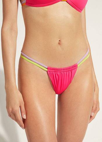 Dół Bikini Damskie Calzedonia Brazilian String Tokyo Eco Różowe | PL1344XF