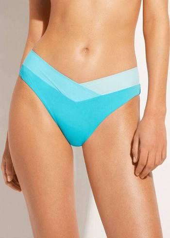 Dół Bikini Damskie Calzedonia Color Block Azzorre Turkusowe Zielone | PL1370XF