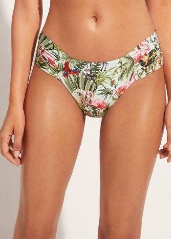 Dół Bikini Damskie Calzedonia Draped Nairobi Eco Zielone | PL1378EX