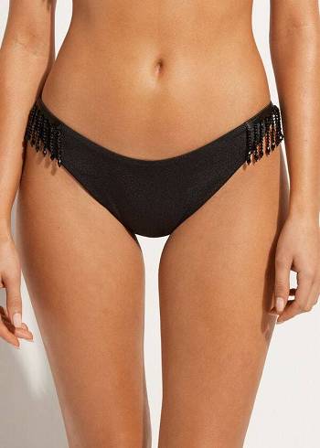 Dół Bikini Damskie Calzedonia High Cut Brazilian Taipei Czarne | PL1394LH