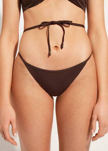 Dół Bikini Damskie Calzedonia High-Cut Brazilian Islamorada Kawa Brązowe | PL1440DN