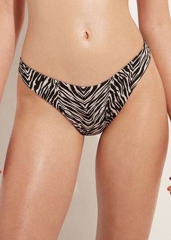 Dół Bikini Damskie Calzedonia High-Cut Brazilian Nairobi Czarne | PL1449CE