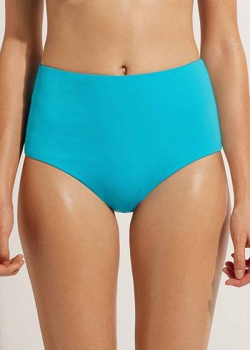 Dół Bikini Damskie Calzedonia High-Rise Shaping Indonesia Turkusowe Zielone | PL1452NB