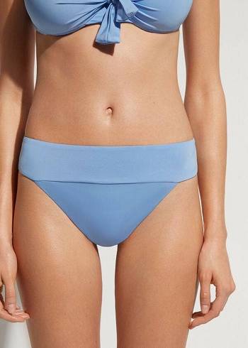 Dół Bikini Damskie Calzedonia High Stanem Brazilian Indonesia Eco Niebieskie | PL1418JJ