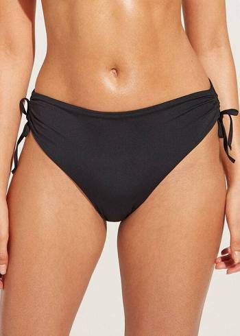 Dół Bikini Damskie Calzedonia High-Stanem Drawstring Indonesia Czarne | PL1455WY