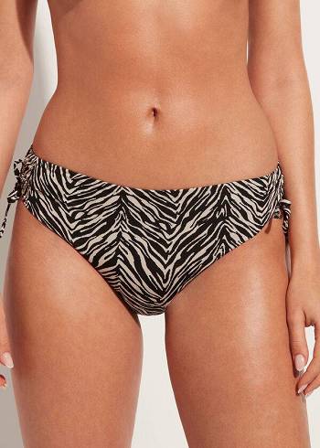 Dół Bikini Damskie Calzedonia High-Stanem Drawstring Nairobi Czarne | PL1460UT