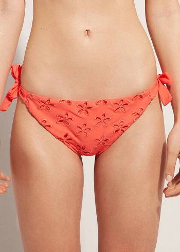 Dół Bikini Damskie Calzedonia Side Tie Corfù Koralowe Pomarańczowe | PL1561RW