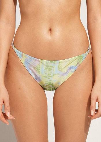 Dół Bikini Damskie Calzedonia Snake-Pattern Adjustable-Side Las Palmas Zielone | PL1573HK