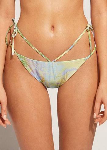 Dół Bikini Damskie Calzedonia Snake-Pattern Brazilian String Las Palmas Zielone | PL1574JJ