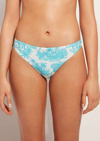 Dół Bikini Damskie Calzedonia Sorrento Niebieskie | PL1575KI