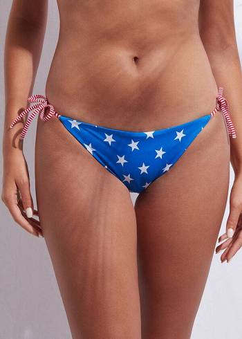 Dół Bikini Damskie Calzedonia Star patterned Niebieskie | PL1576LH