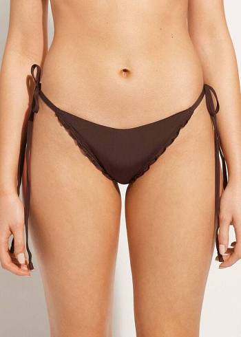 Dół Bikini Damskie Calzedonia String Stringi Islamorada Kawa Brązowe | PL1618OR