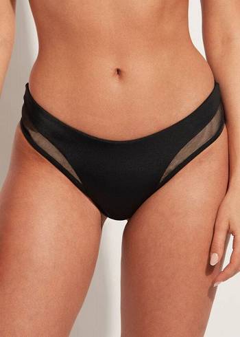 Dół Bikini Damskie Calzedonia Tulle Insert Shaped Stanem Tokyo Różowe | PL1657CE