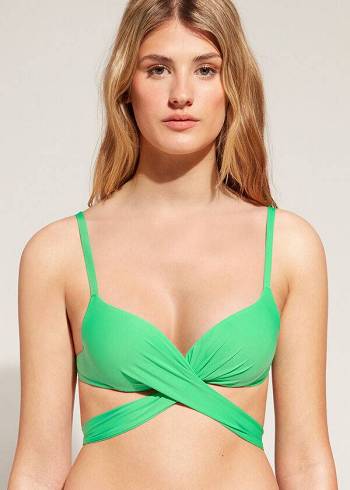 Góra Bikini Damskie Calzedonia Graduated Watowany Push Up Indonesia Zielone | PL1721IS