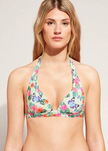 Góra Bikini Damskie Calzedonia Graduated Watowany Triangle Malibu Kolorowe | PL1743RW