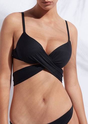 Góra Bikini Damskie Calzedonia Graduated Push-Up Indonesia Czarne | PL1753FM