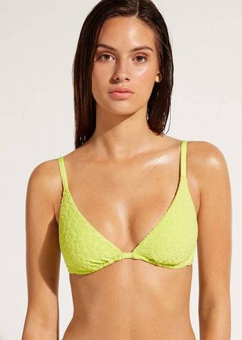 Góra Bikini Damskie Calzedonia Removable Padding Push Up Bangkok Zielone | PL1956OR