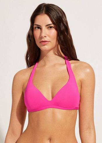 Góra Bikini Damskie Calzedonia Soft Watowany Triangle Indonesia Różowe | PL1966LH