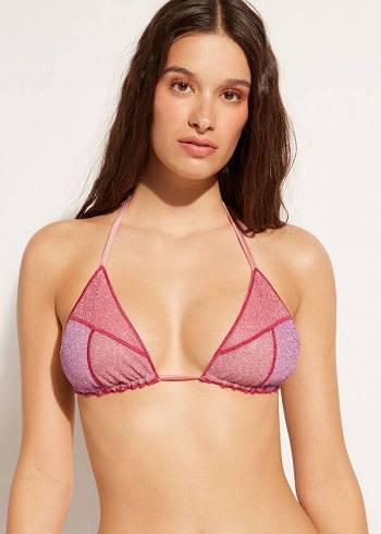 Góra Bikini Damskie Calzedonia Triangle String Lisbona Różowe | PL2050NB