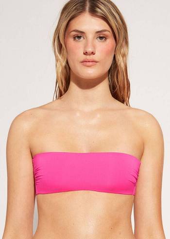 Góra Bikini Damskie Calzedonia Watowany Bandeau Indonesia Eco rosa Różowe | PL1805FM