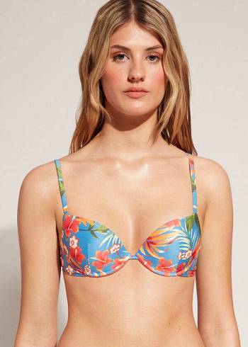 Góra Bikini Damskie Calzedonia Watowany Push-Up Maui Zielone | PL1865CE