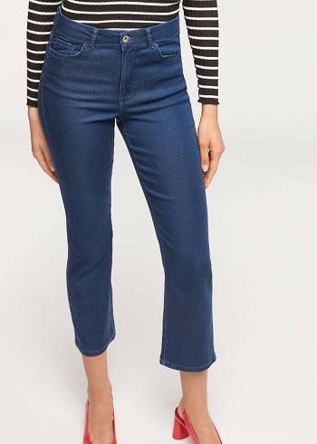 Jeansy Damskie Calzedonia Eco Light Flared Cropped Denim Granatowe | PL2573DN