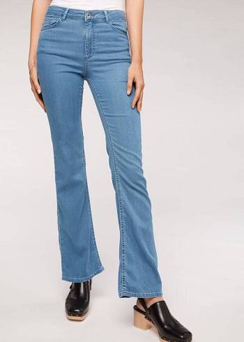 Jeansy Damskie Calzedonia Eco Light Flared Denim Niebieskie | PL2576PQ