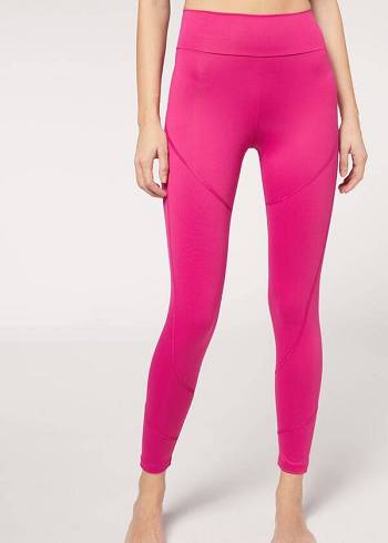 Legginsy Damskie Calzedonia Performance Sportowe Różowe | PL2671SO