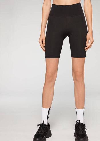 Legginsy Damskie Calzedonia Sportowe Bike Czarne | PL2621JJ