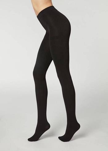 Rajstopy Damskie Calzedonia Thermal Super Opaque Czarne | PL1070UT