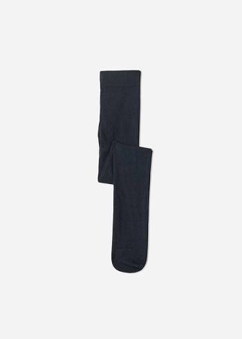 Rajstopy Dziecięce Calzedonia Super Opaque with Cashmere Niebieskie | PL3010WY