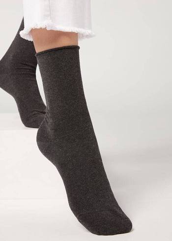 Skarpety Damskie Calzedonia Ankle with Cashmere Krótkie Szare Czarne | PL2344IS