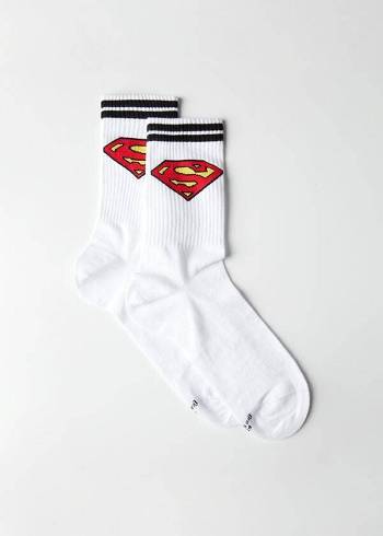 Skarpety Męskie Calzedonia Superman Crew Białe | PL2860PQ