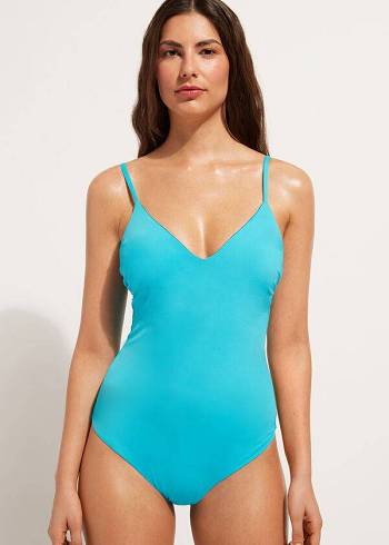 Stroje Kąpielowe Damskie Calzedonia Watowany One-Piece Indonesia Turkusowe | PL2183WY