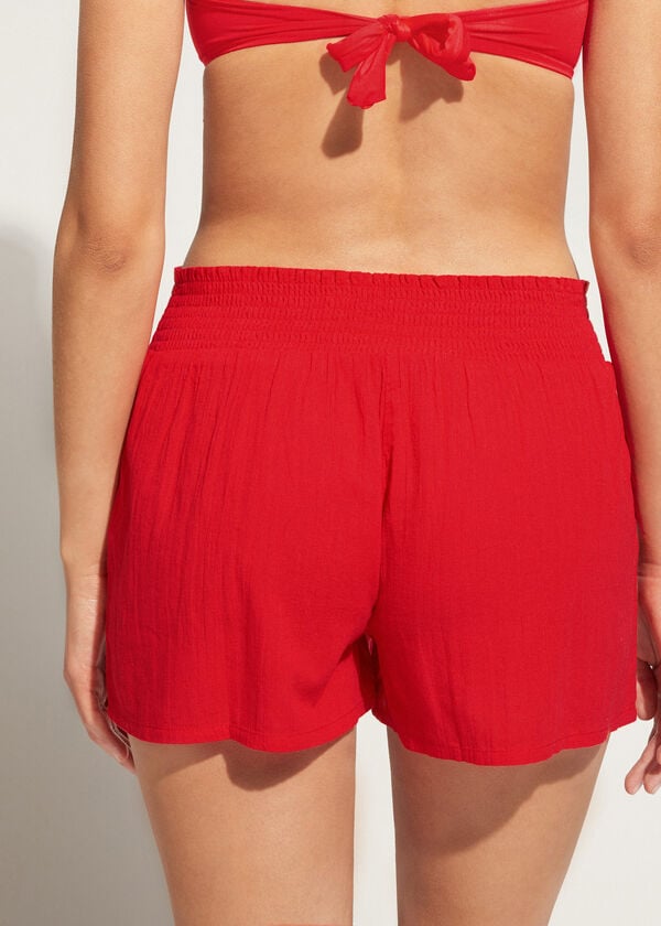 Cover Ups Damskie Calzedonia Bawełniane Shorts Czerwone | PL2122LH