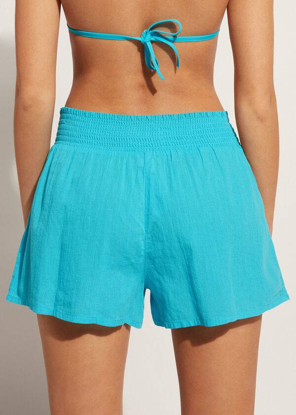 Cover Ups Damskie Calzedonia Bawełniane Shorts Turkusowe Zielone | PL2127BC