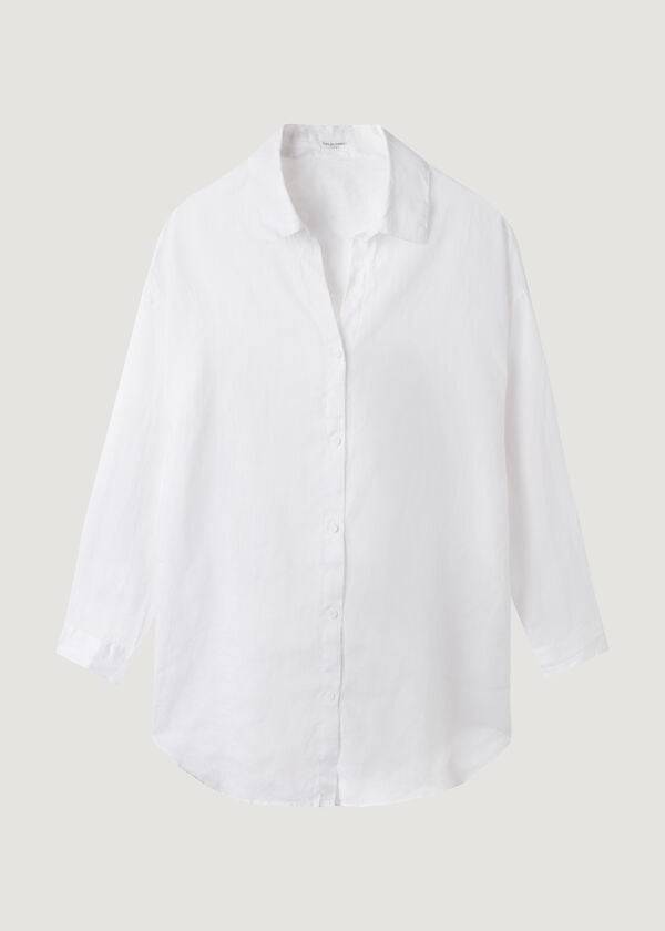 Cover Ups Damskie Calzedonia Linen Shirt Białe | PL2093HK