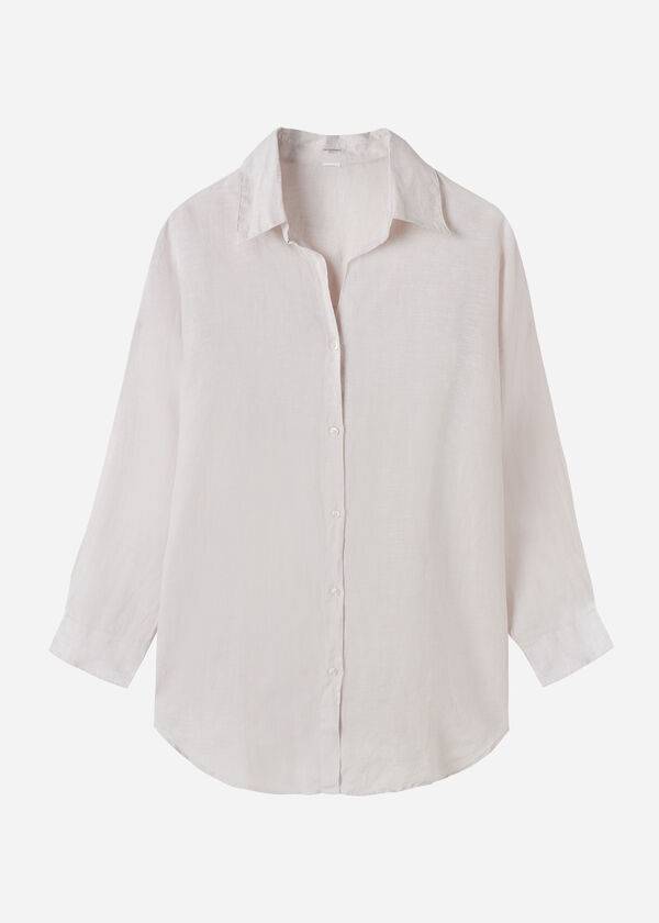 Cover Ups Damskie Calzedonia Linen Shirt Beżowe | PL2097ZG