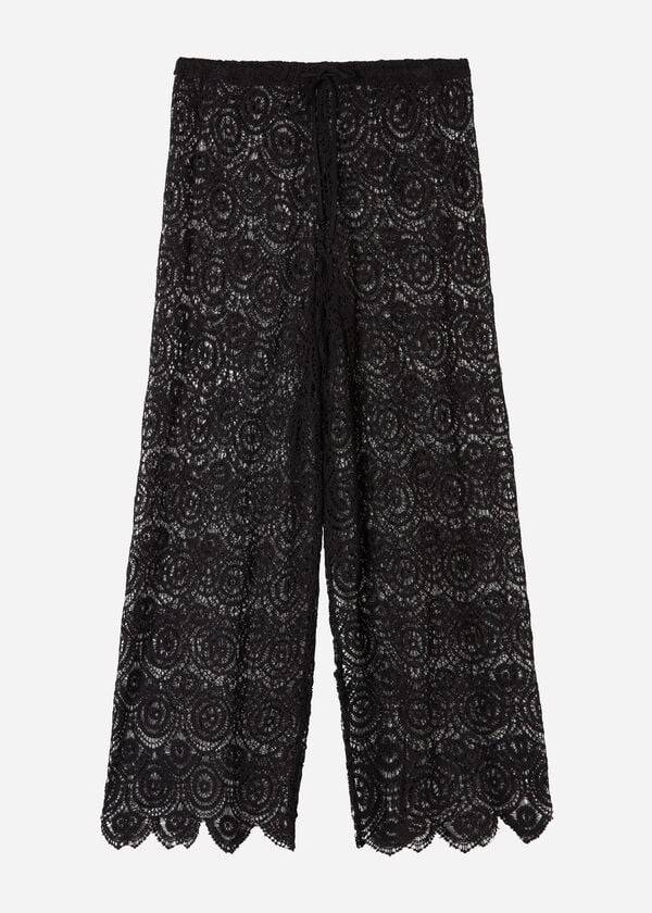 Cover Ups Damskie Calzedonia Long Crochet Pants Czarne | PL2133RW