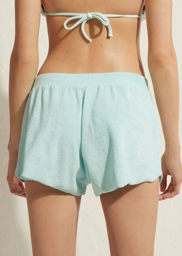 Cover Ups Damskie Calzedonia Terrycloth Shorts Niebieskie | PL2149ZG