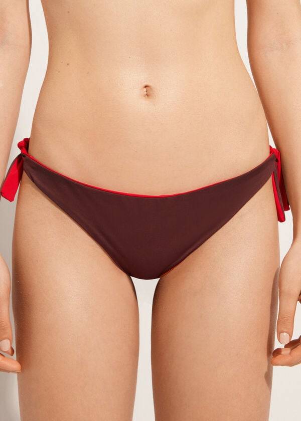 Dół Bikini Damskie Calzedonia Bow Brazilian Indonesia Eco Czerwone | PL1303YU