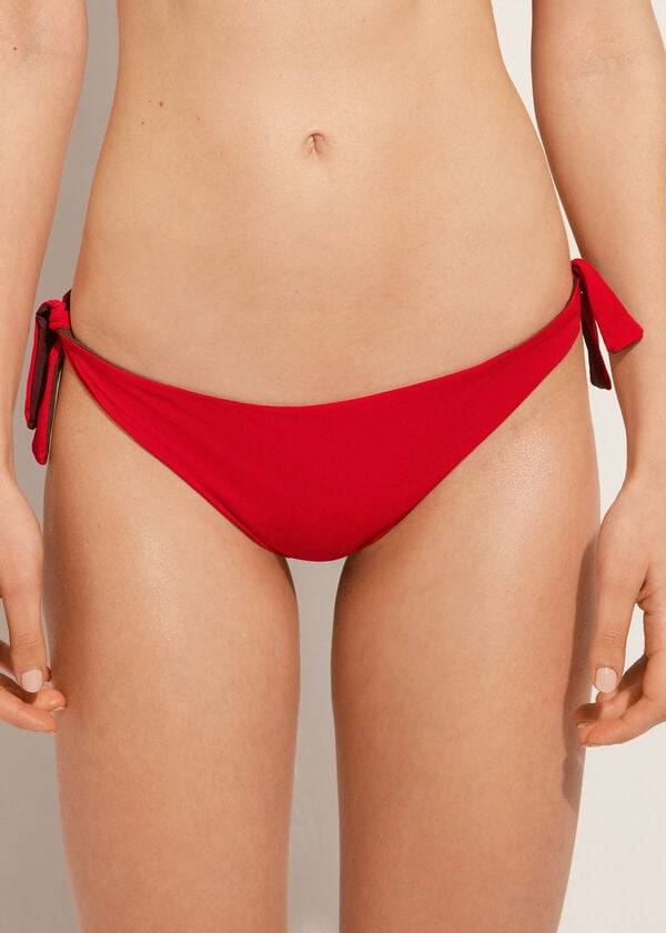 Dół Bikini Damskie Calzedonia Bow Brazilian Indonesia Eco Czerwone | PL1303YU